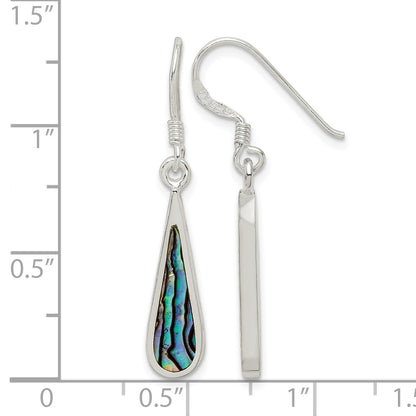 Sterling Silver Polished Abalone Teardrop Dangle Earrings