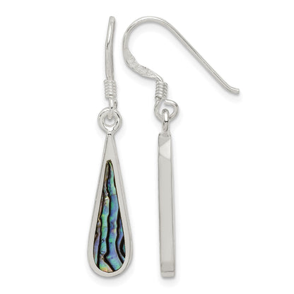 Sterling Silver Polished Abalone Teardrop Dangle Earrings