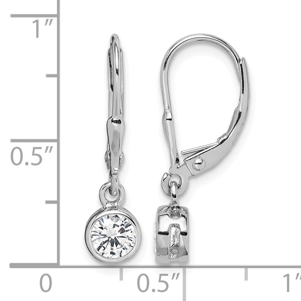 Sterling Silver Rhodium-plated Polished Round 5mm CZ Leverback Earrings