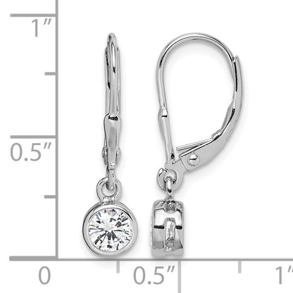 Sterling Silver Rhodium-plated Polished Round 5mm CZ Leverback Earrings
