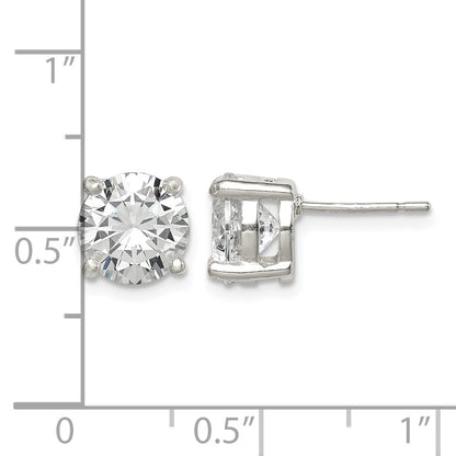 Sterling Silver Polished 8mm Round CZ Stud Earrings