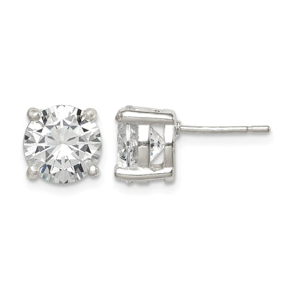 Sterling Silver Polished 8mm Round CZ Stud Earrings