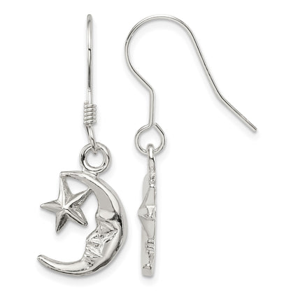 Sterling Silver Moon and Star Earrings