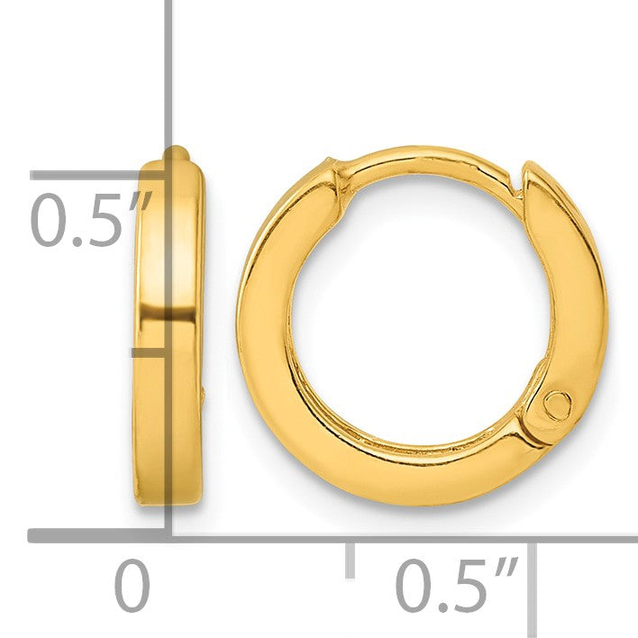 Sterling Silver Gold-tone Round Hinged Hoop Earrings