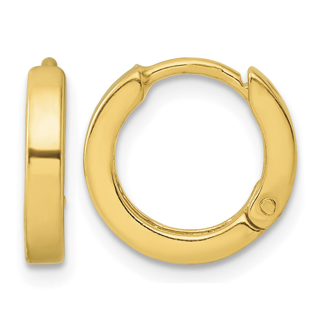 Sterling Silver Gold-tone Round Hinged Hoop Earrings