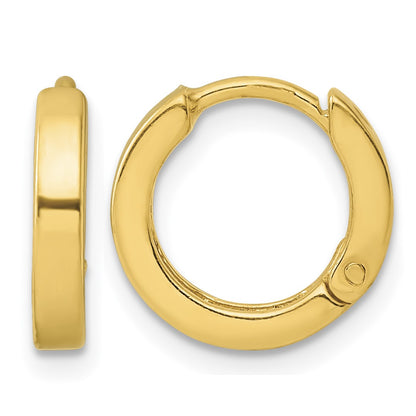 Sterling Silver Gold-tone Round Hinged Hoop Earrings