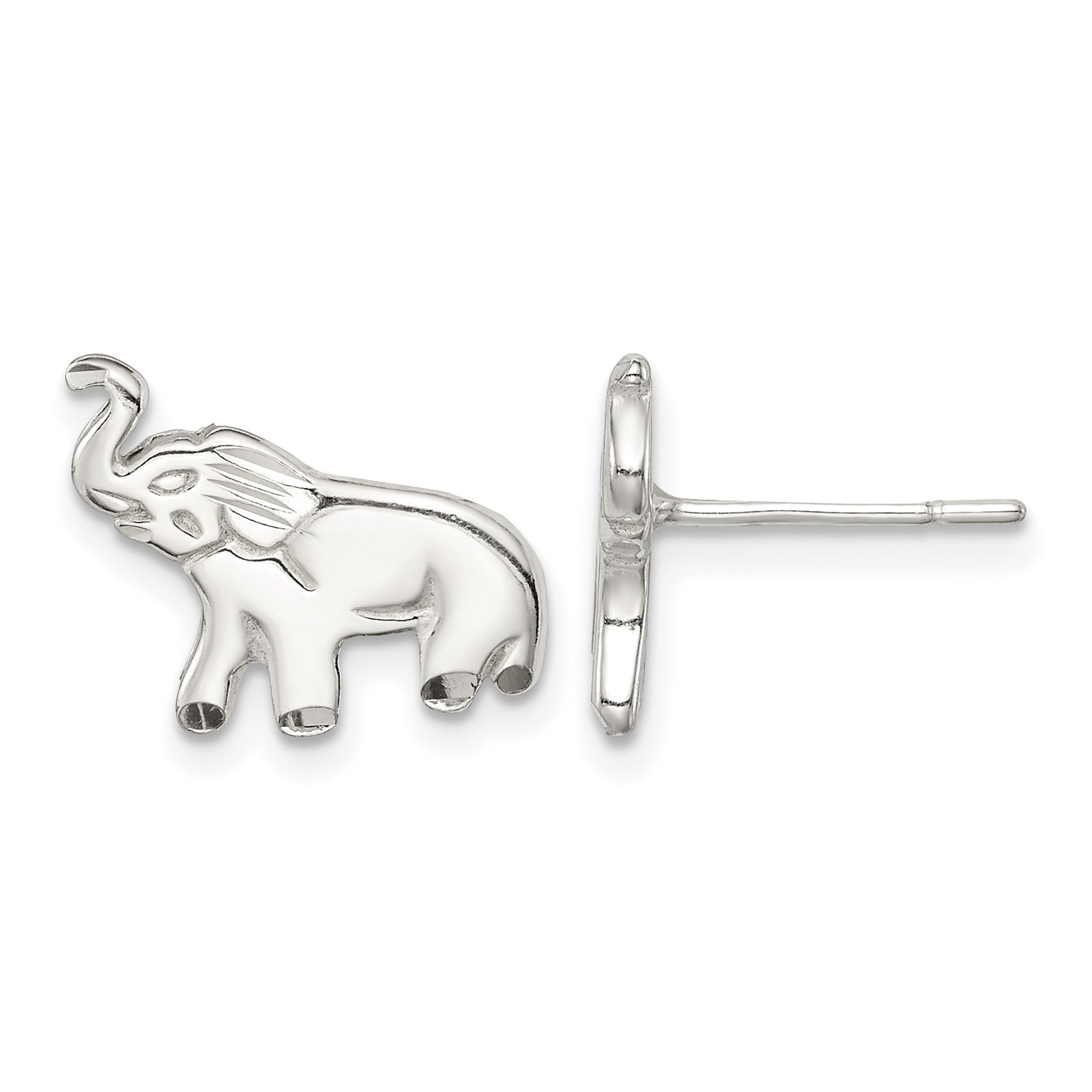 Sterling Silver Elephant Post Earrings
