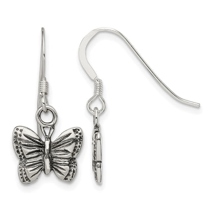 Sterling Silver Antiqued Butterfly Earrings