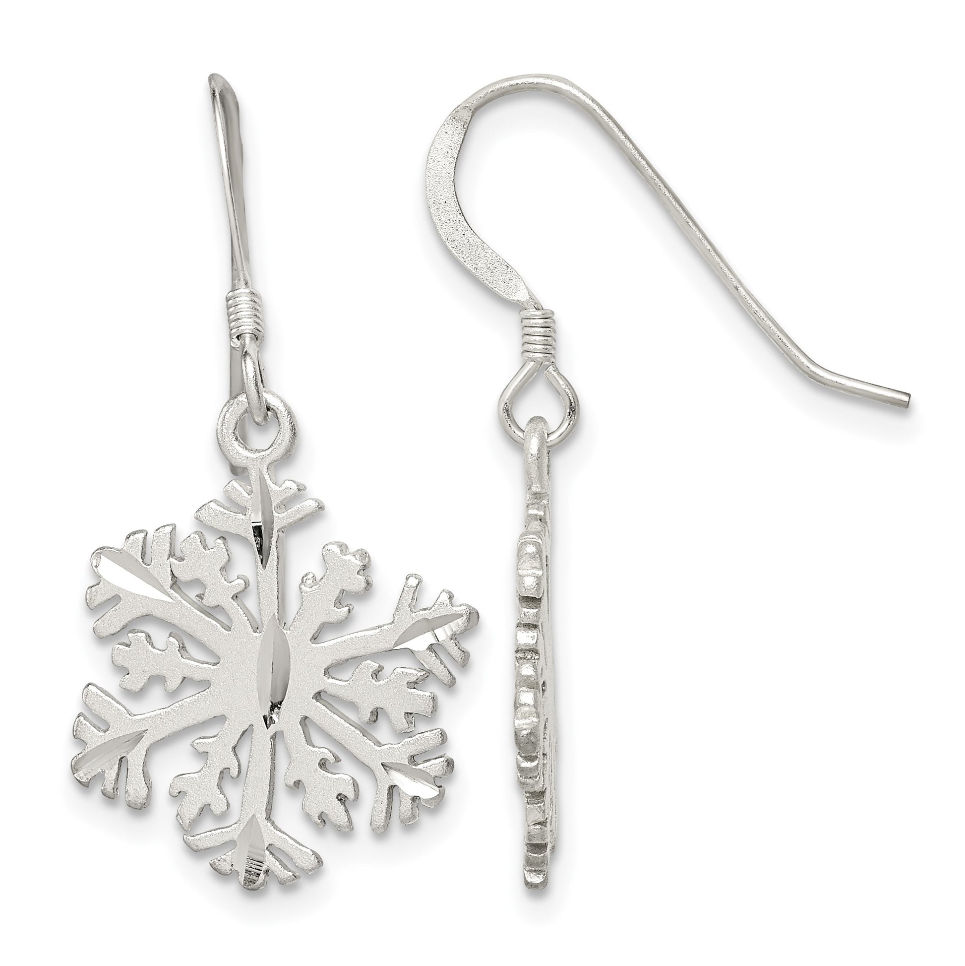 Sterling Silver Satin Snowflake Earrings