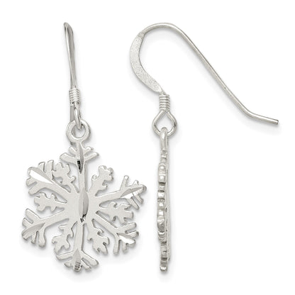 Sterling Silver Satin Snowflake Earrings