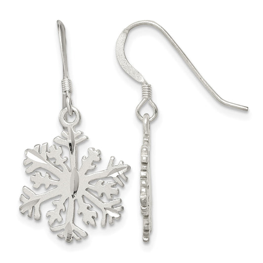 Sterling Silver Satin Snowflake Earrings