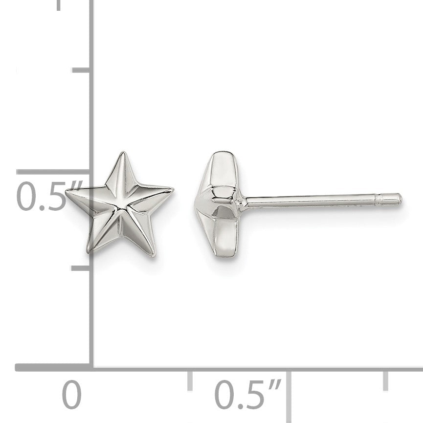 Sterling Silver Polished Star Post Earrings
