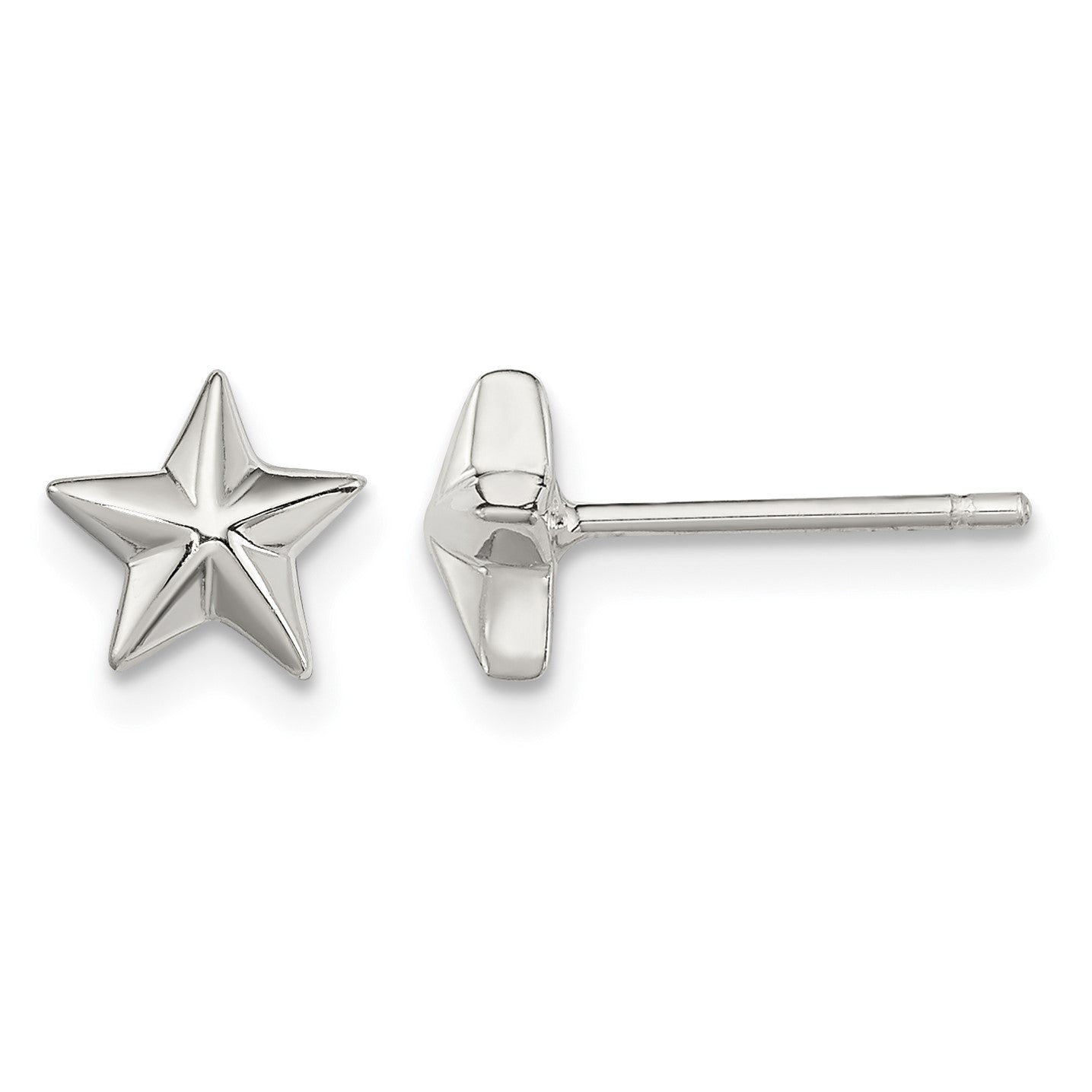 Sterling Silver Polished Star Post Earrings