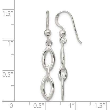 Sterling Silver Polished Fancy Marquise Link Dangle Earrings
