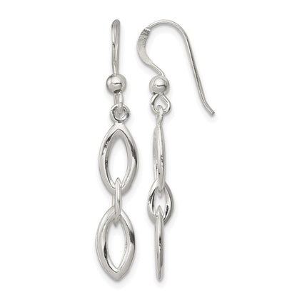Sterling Silver Polished Fancy Marquise Link Dangle Earrings