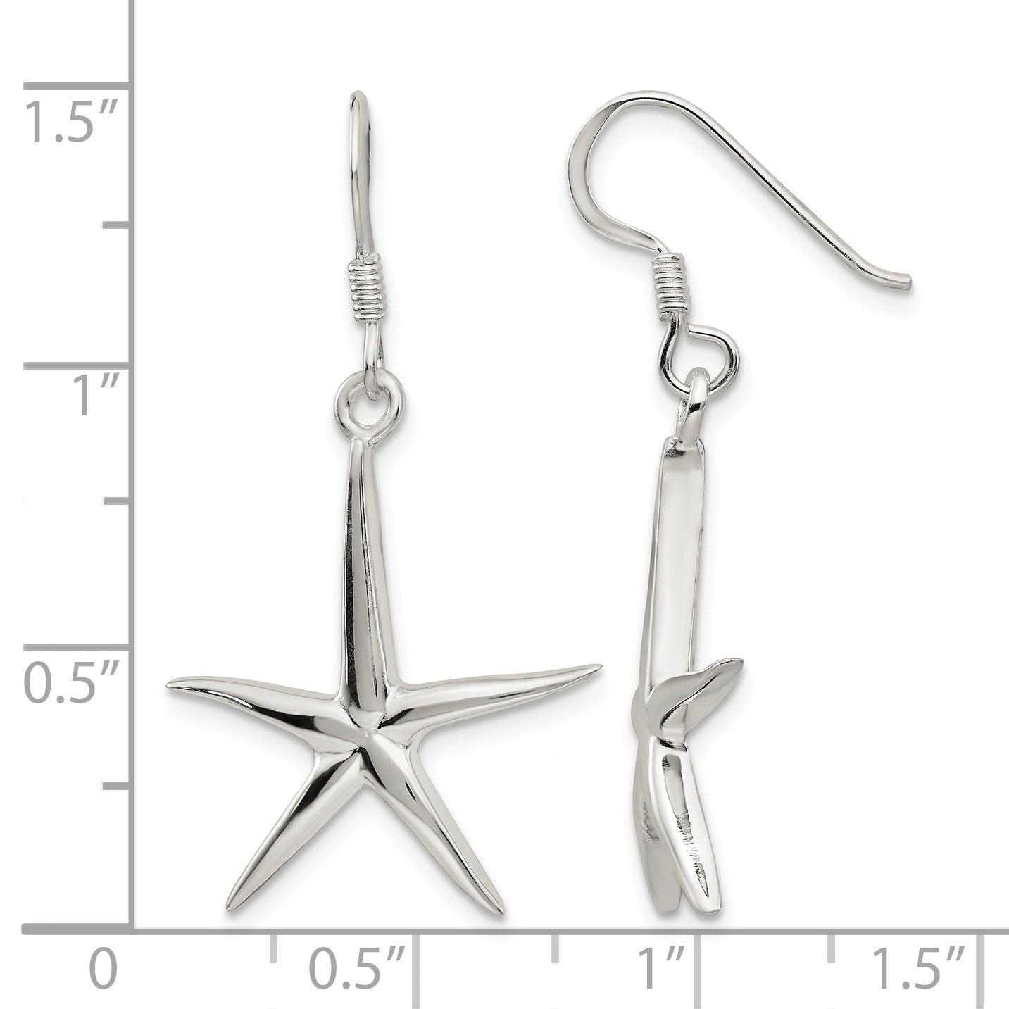 Sterling Silver Starfish Dangle Earrings
