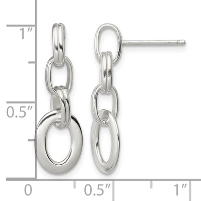 Sterling Silver Polished Oval Link Dangle Earrings