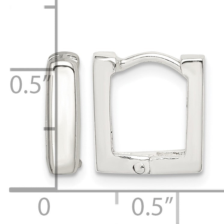 Sterling Silver Square Hinged Hoop Earrings