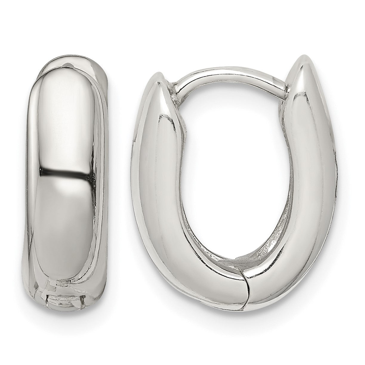 Sterling Silver Oval Hinged Hoop Earrings