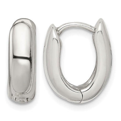 Sterling Silver Oval Hinged Hoop Earrings