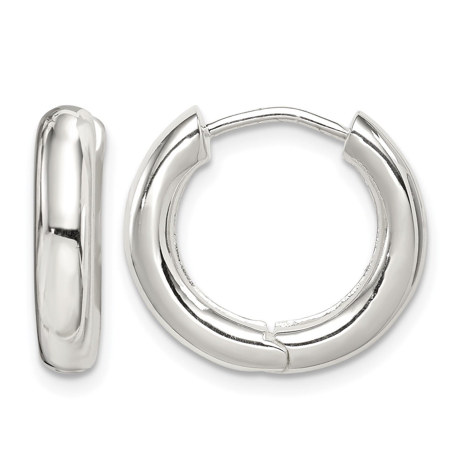 Sterling Silver Polished Hinged Hoop Earrings