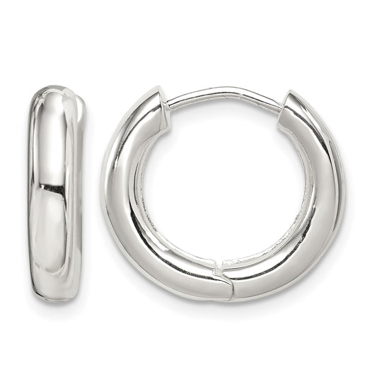 Sterling Silver Polished Hinged Hoop Earrings