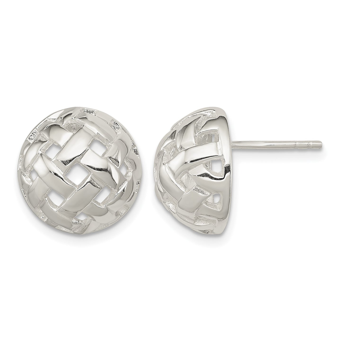 Sterling Silver 14mm Fancy Button Post Earrings