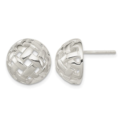 Sterling Silver 14mm Fancy Button Post Earrings