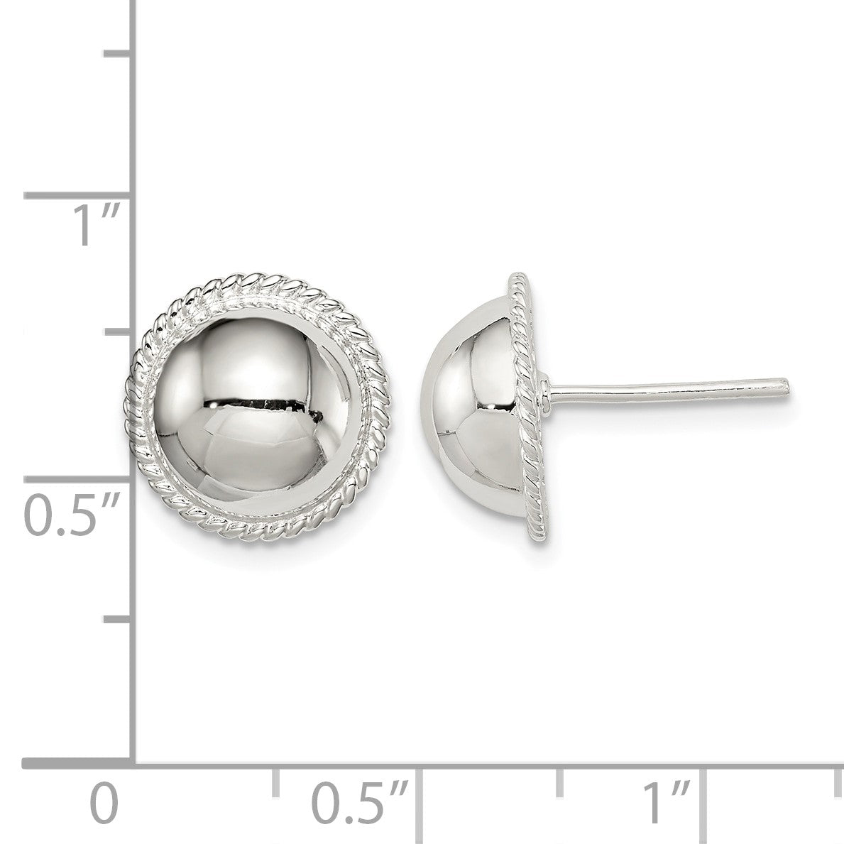 Sterling Silver 12mm Button Earrings