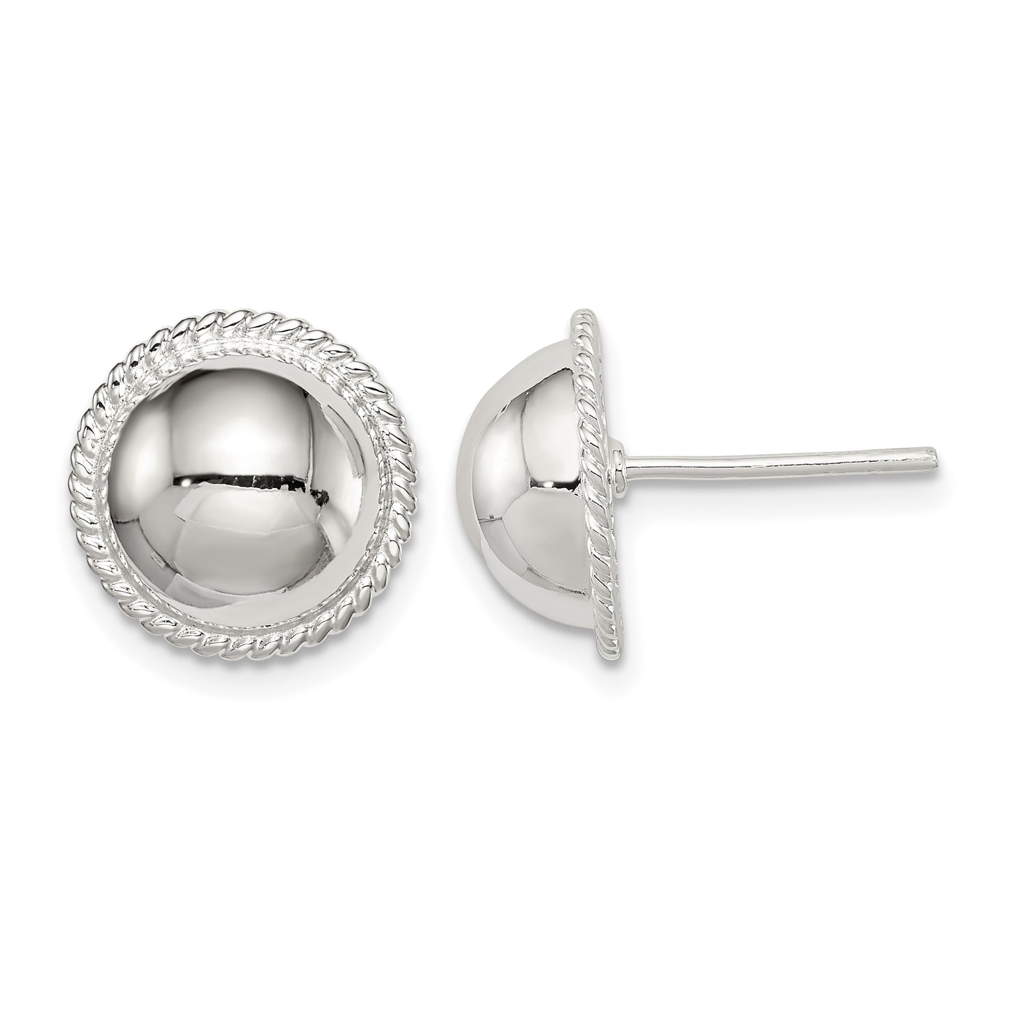 Sterling Silver 12mm Button Earrings