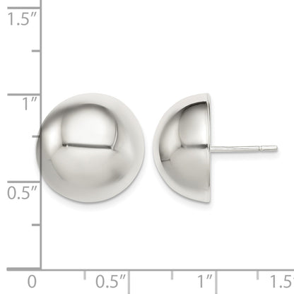 Sterling Silver Polished 16mm Button Earrings