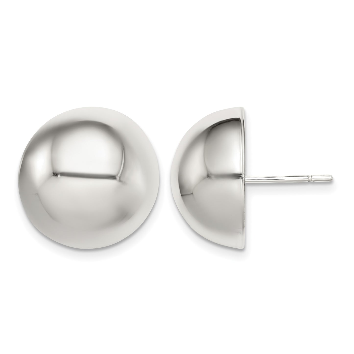 Sterling Silver Polished 16mm Button Earrings