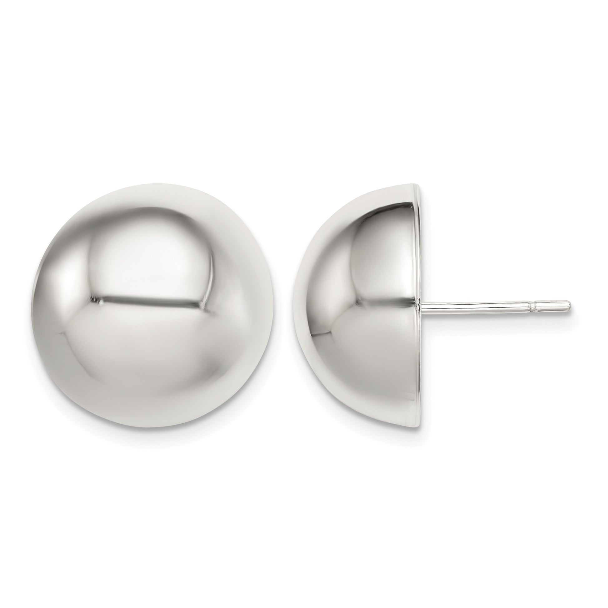 Sterling Silver Polished 16mm Button Earrings