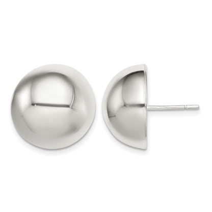 Sterling Silver Polished 16mm Button Earrings