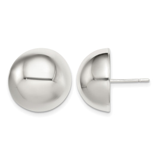 Sterling Silver Polished 16mm Button Earrings