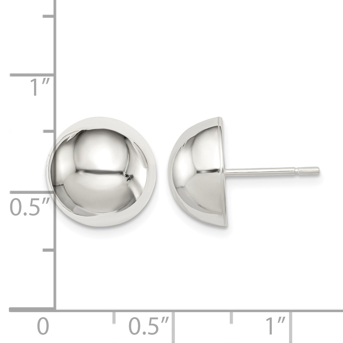 Sterling Silver Polished 12mm Button Earrings