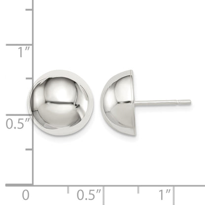 Sterling Silver Polished 12mm Button Earrings