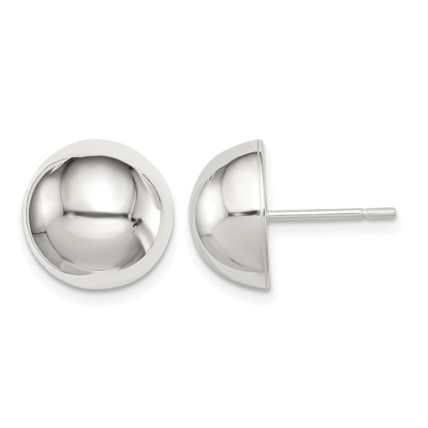 Sterling Silver Polished 12mm Button Earrings