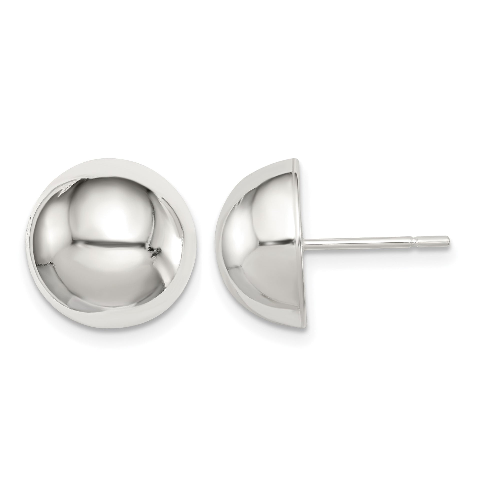 Sterling Silver Polished 12mm Button Earrings