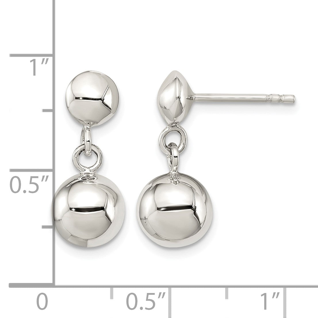 Sterling Silver 8mm Dangle Ball Post Earrings