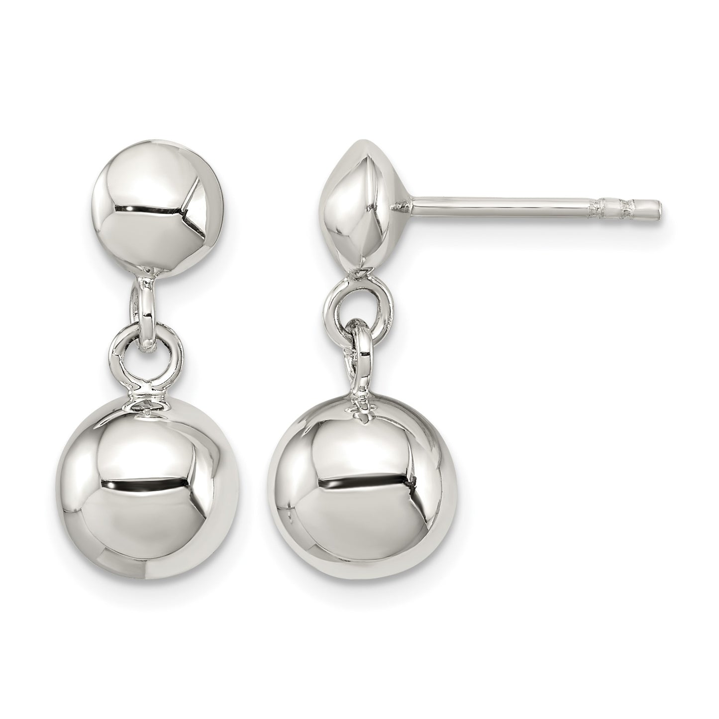 Sterling Silver 8mm Dangle Ball Post Earrings