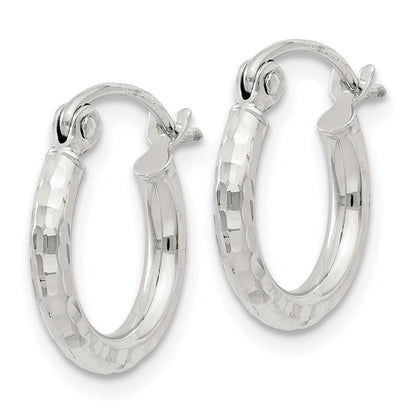 Sterling Silver 2mm Diamond Cut Hoop Earrings