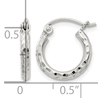 Sterling Silver 2mm Diamond Cut Hoop Earrings