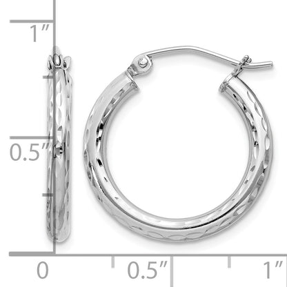 Sterling Silver Rhodium-plated 2.5mm Diamond-cut Hoop Earrings