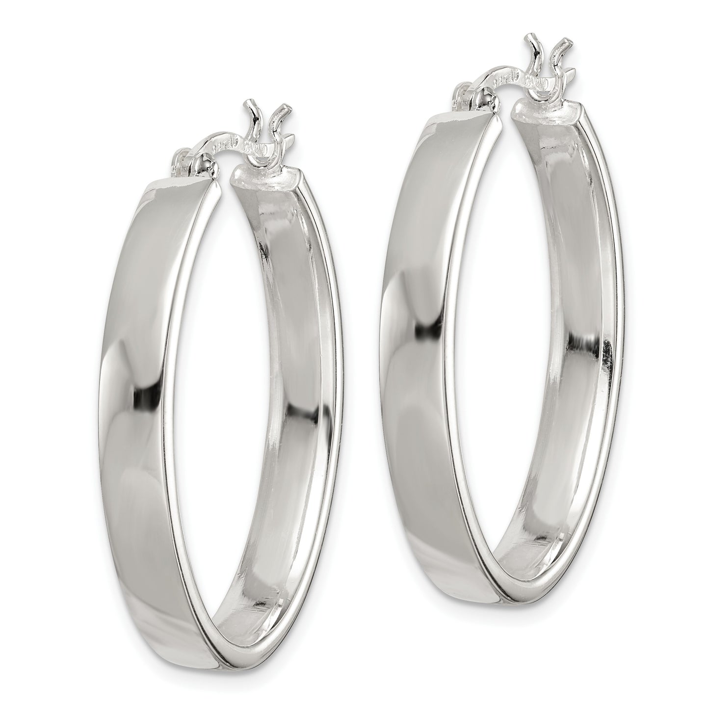 Sterling Silver Polished 4.75mm Oval Hoop Earrings