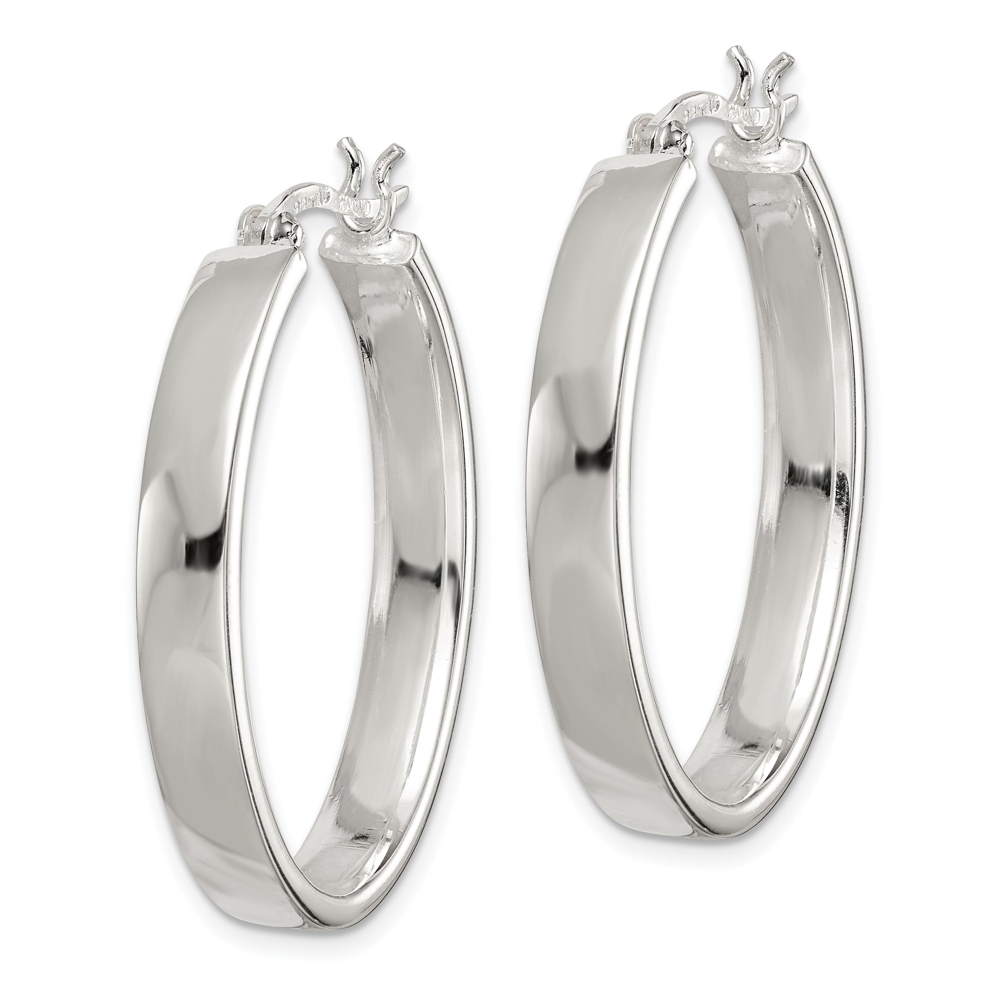 Sterling Silver Polished 4.75mm Oval Hoop Earrings