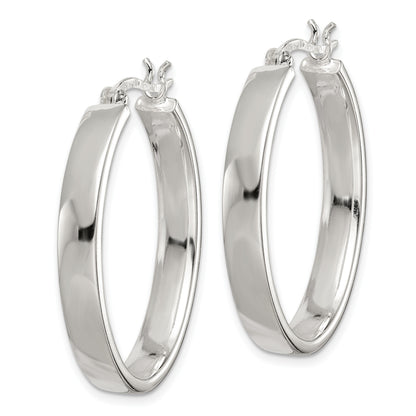 Sterling Silver Polished 4.75mm Oval Hoop Earrings