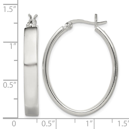 Sterling Silver Polished 4.75mm Oval Hoop Earrings