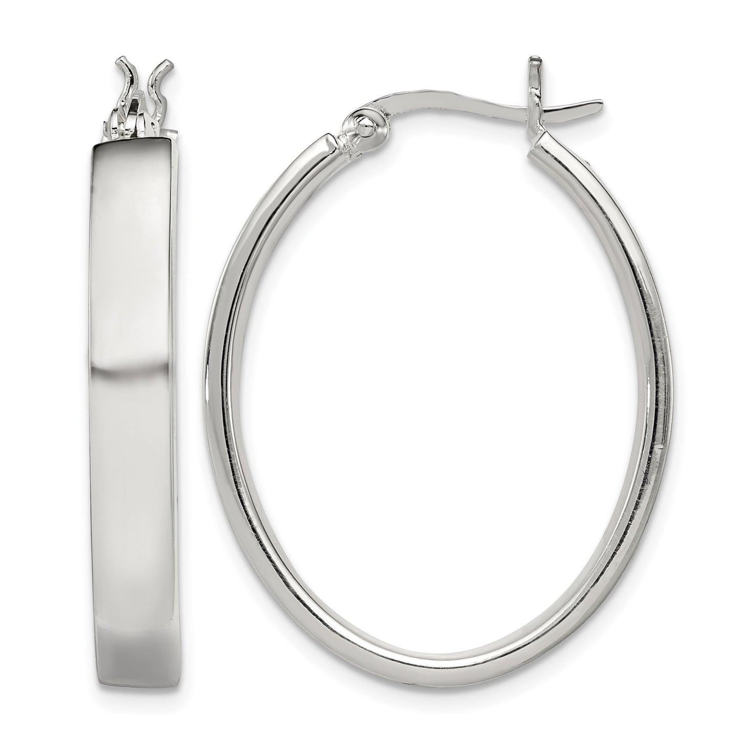 Sterling Silver Polished 4.75mm Oval Hoop Earrings