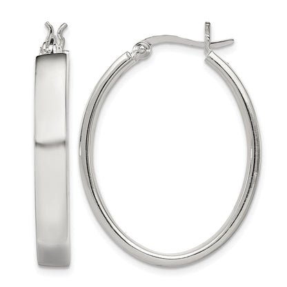 Sterling Silver Polished 4.75mm Oval Hoop Earrings